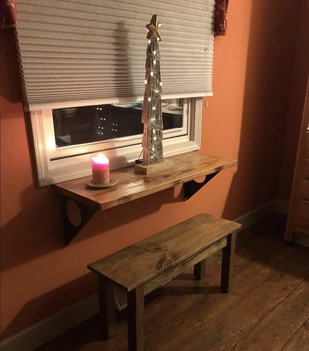 Industrial Rustic Wall-Mounted Table, Dining Table Desk, Pine Wood Wall-Mounted Bar Tables (47"X18")