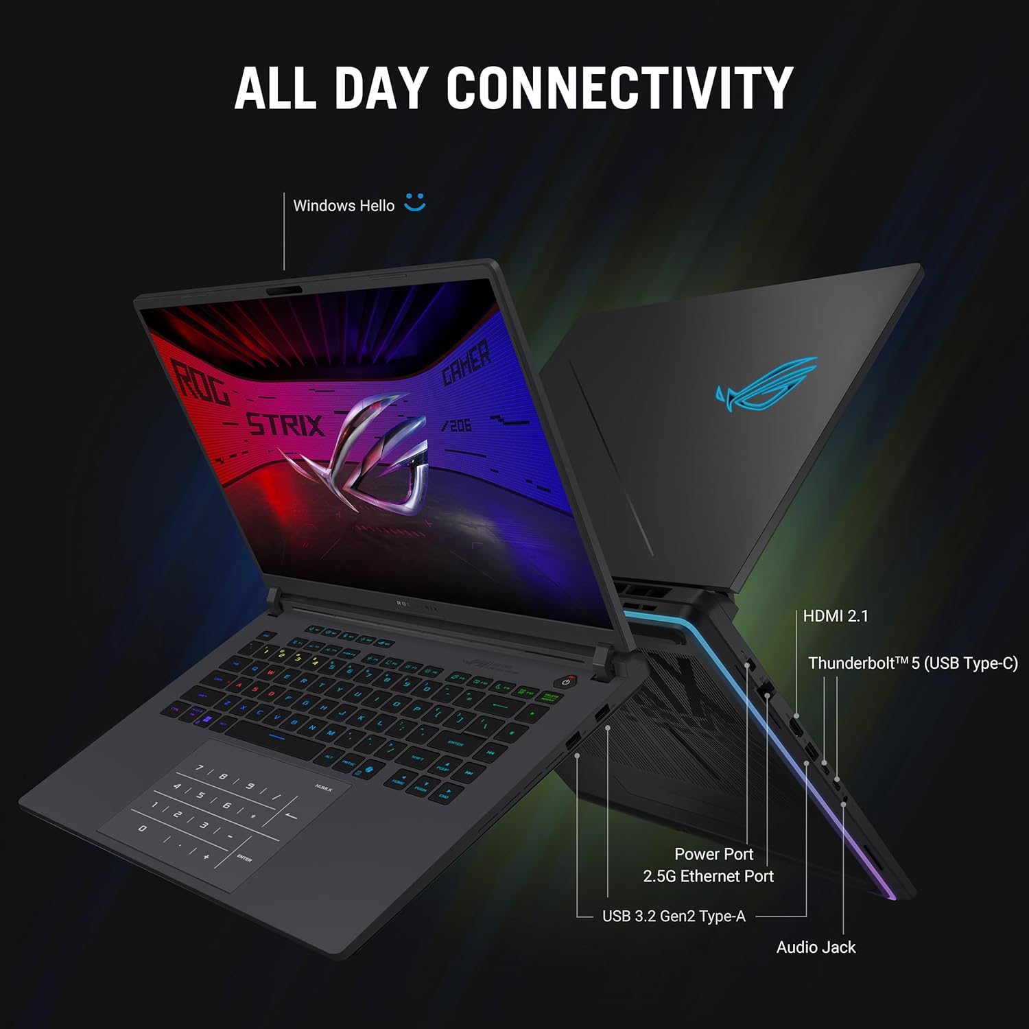 ASUS ROG Strix G16 (2025) Gaming Laptop  16” ROG Nebula Display 16:10 2.5K 240Hz/3ms  NVIDIA® GeForce RTX™ 5070 Ti GPU  Intel® Core™ Ultra 9 275HX Processor  32GB DDR5  1TB SSD  Wi-Fi 7  Win11 Home
