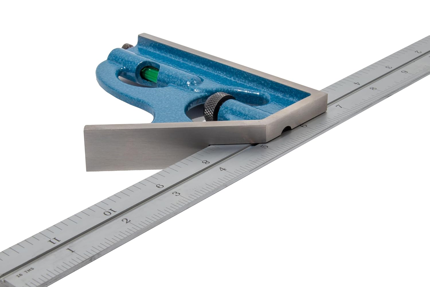 PEC Tools 2-Piece Combination Square - 12" Machinist Blade (4R) with Cast Iron Square Head, Features Level Vial & Scribe Tool, Measuring Tool Metal Working, Carpentry, Woodworking, More - Made in USA