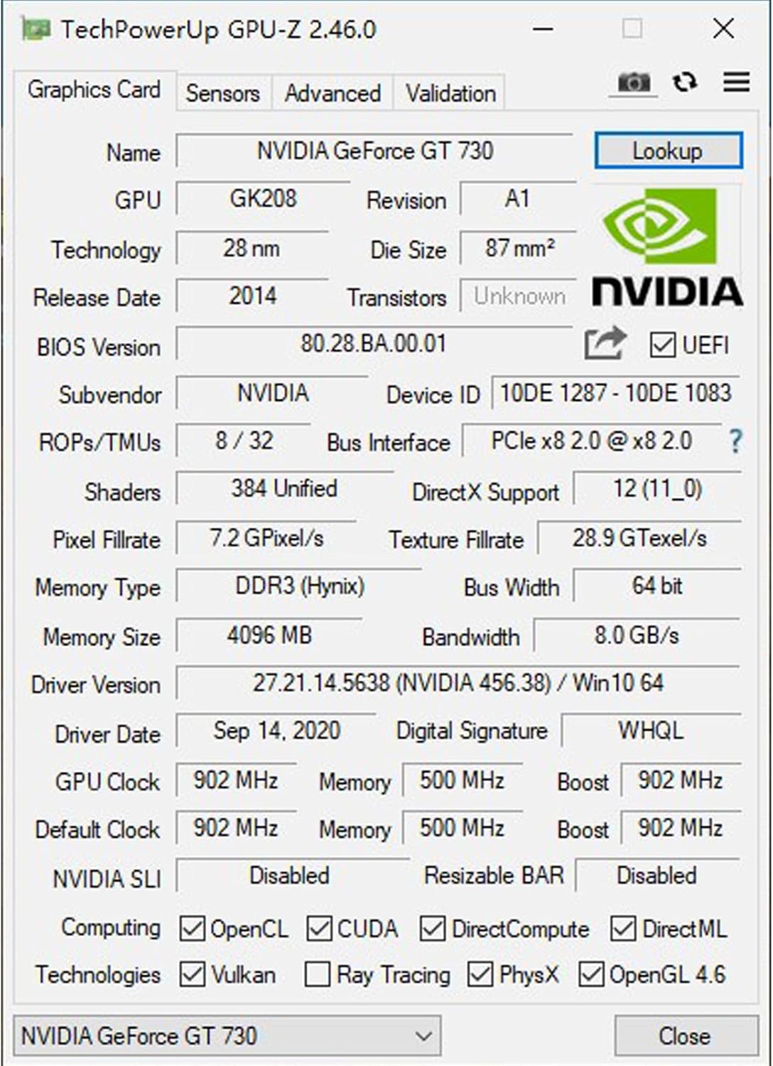 Glorto GeForce GT 730 4G Low Profile Graphics Card, 2X HDMI, DP, VGA, DDR3, PCI Express 2.0 x8, Entry Level GPU for PC, SFF and HTPC, Compatible with Windows 11