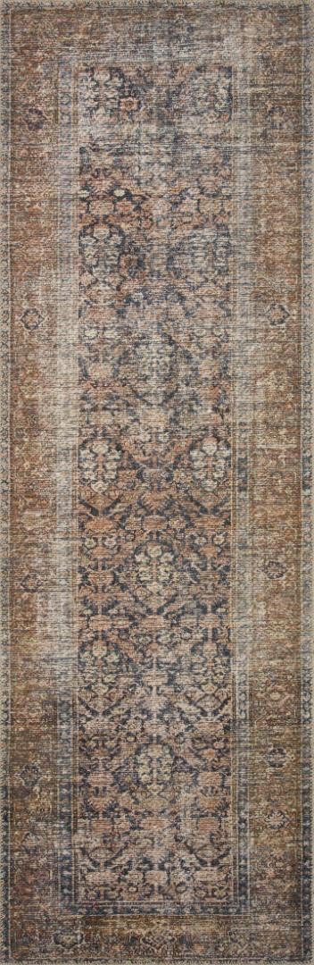 Loloi Amber Lewis Billie Collection, Ink & Salmon 7'-6" x 9'-6" Area Rug – Antique & Distressed Accent Rugs for Living Room, Bedroom, Entryway & Hallway, No Shed High Traffic Area Home Decor Rug