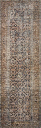 Loloi Amber Lewis Billie Collection, Ink & Salmon 7'-6" x 9'-6" Area Rug – Antique & Distressed Accent Rugs for Living Room, Bedroom, Entryway & Hallway, No Shed High Traffic Area Home Decor Rug