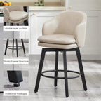 Counter Height Barstools 26 inch Upholstered Swivel Bar Stools with Back and Wood Legs for Kitchen Island,Set of 2,Beige PU Leather