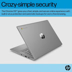 HP Chromebook 14 Laptop (14" Anti-glare  Intel 4-Core Celeron N4120  4GB RAM  128GB Storage (64GB+64GB SD)) for Home & Student  Lightweight  14-Hr Battery Life  Webcam  Wi-Fi  IST HUB  Chrome OS  Grey