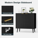 Vrullu Modern Storage Cabinet, Black Sideboard and Buffet Storage, Wood Accent Cabinet for Living Room, Hallway, Entryway, Dining Room (1, Black+Gold)
