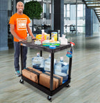 Stand Steady Tubstr Large 2-Shelf Utility Cart: Heavy Duty Hybrid Tub & Flat Shelf - Supports Up to 200 lbs, Rolling Storage & Tool Cart for School, Office, Warehouse (32 x 24in)