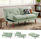 LINSY HOME Futon Sofa Bed, 70" Chenille Futon Couch with Adjustable Backrest Armrest, 3 in 1 Convertible Comfy Loveseat Sleeper Sofa Bed for Small Spaces Dorm Room Apartment Home Office, Light Green