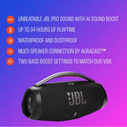 JBL Boombox 4 - Most Powerful Portable Waterproof Speaker with Massive Pro Sound  Up to 34 Hours of Playtime  & Multi-Speaker Connection by Auracast™ (Black)