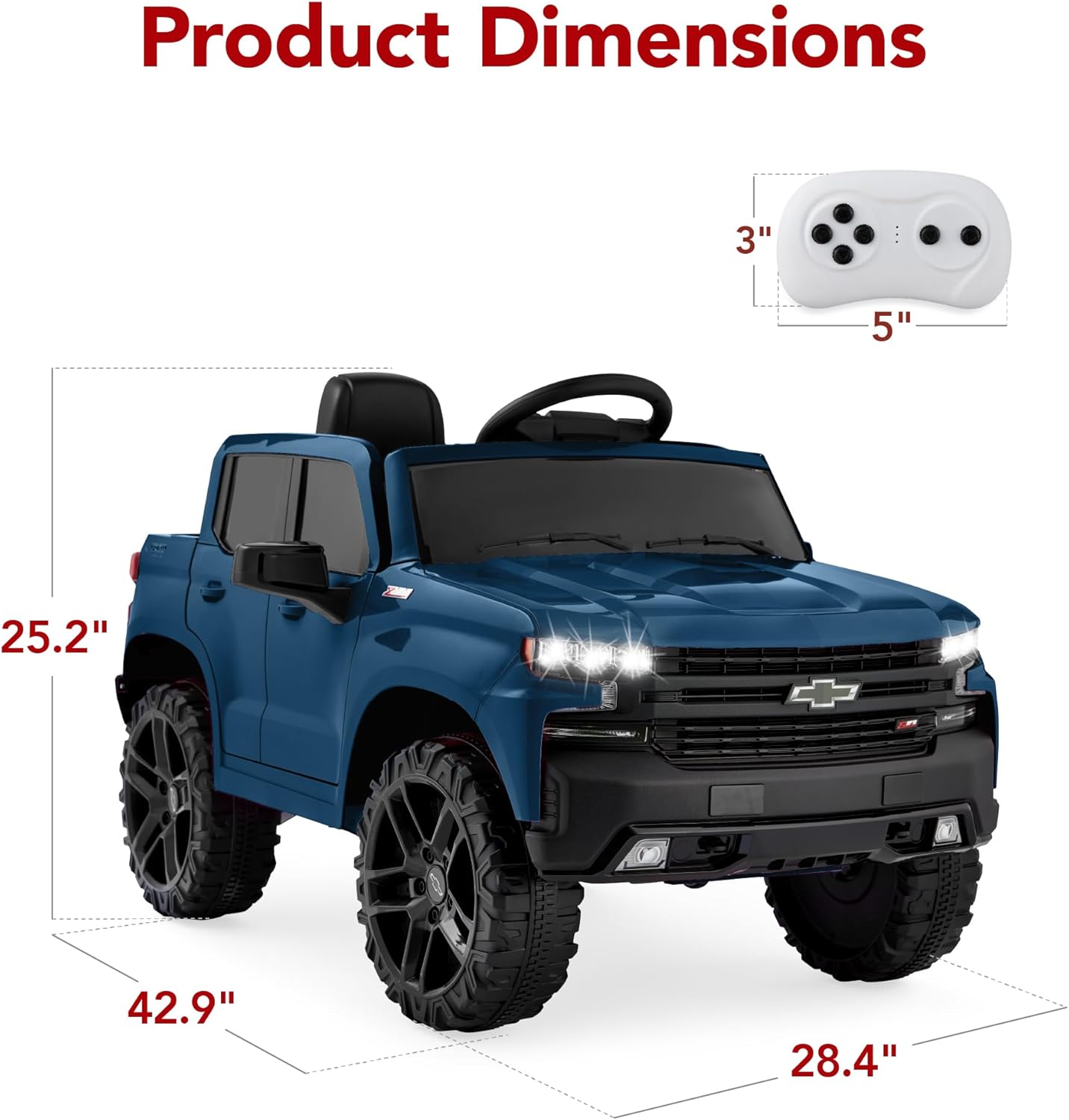 Best Choice Products 12V Licensed Chevrolet Silverado Ride On Truck, Electric Car Toy w/Parent Remote Control, Truck Bed Storage, Bluetooth Speaker, LED Lights, 2.5 MPH Max Speed - Blue