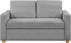 Serta Tulsa 66.1" Convertible Sleeper Loveseat, Full Size, Dreamcoil Comfort, FingerGuard Pinch Point Protection, Boucle Fabric, Grey
