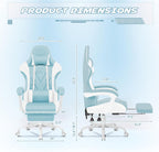 Homall Gaming Chair, Computer Chair with Footrest and Massage Lumbar Support, Ergonomic High Back Video Game Chair with Swivel Seat and Headrest (Light Blue)