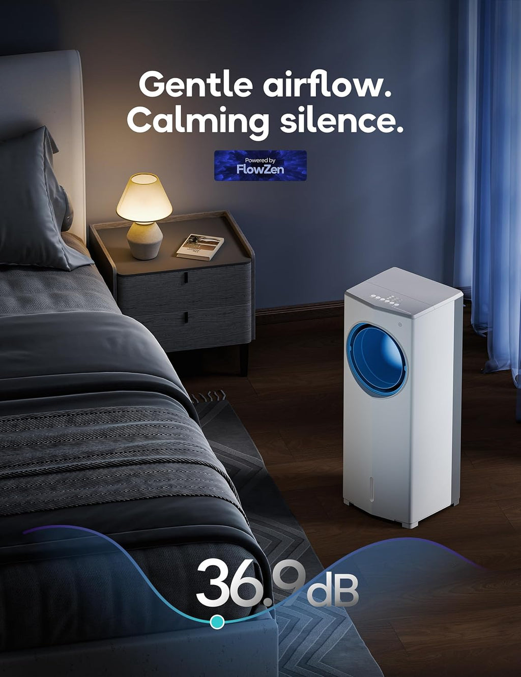Windowless Portable Air Conditioner, 26.1" Small Evaporative Air Cooler for Room No Window, 3-Speed Settings, 4 Modes, 7H Timer, Remote Control, 4 Ice Packs, Quiet AC Unit for Bedroom, White