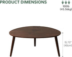 Small Oval Coffee Table, Mid Century Modern Coffee Table for Living Room, 100% Solid Oak Wood Side Table End Tables for Home (Walnut Wood Color, 33.46''x22.83''x15.74'')