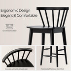 Wood Bar Stools Set of 3, 24" Barstool Farmhouse Counter Stools with Curved Back for Dining Room, Black