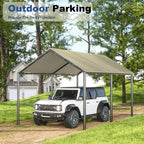 10x20ft Portable Car Tent Garage with UV Resistant Canopy, Easy to Assemble Portable Garage, Stable Carport for Car, Bike, Camp, Outdoor Storage (Beige)