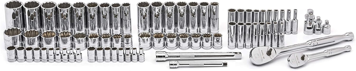 GEARWRENCH 76 Pc. 1/4" & 3/8" Drive 12 Pt. Standard & Deep Mechanics Tool Set, SAE/Metric - 80948