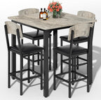 AWQM 5-Piece Dining Table Set, Dining Table Set for 4, Counter Height Table & 4 Bar Stools, Modern Kitchen Dining Set, with Upholstered Chairs, Compact Dining Set for Small Spaces, Gray