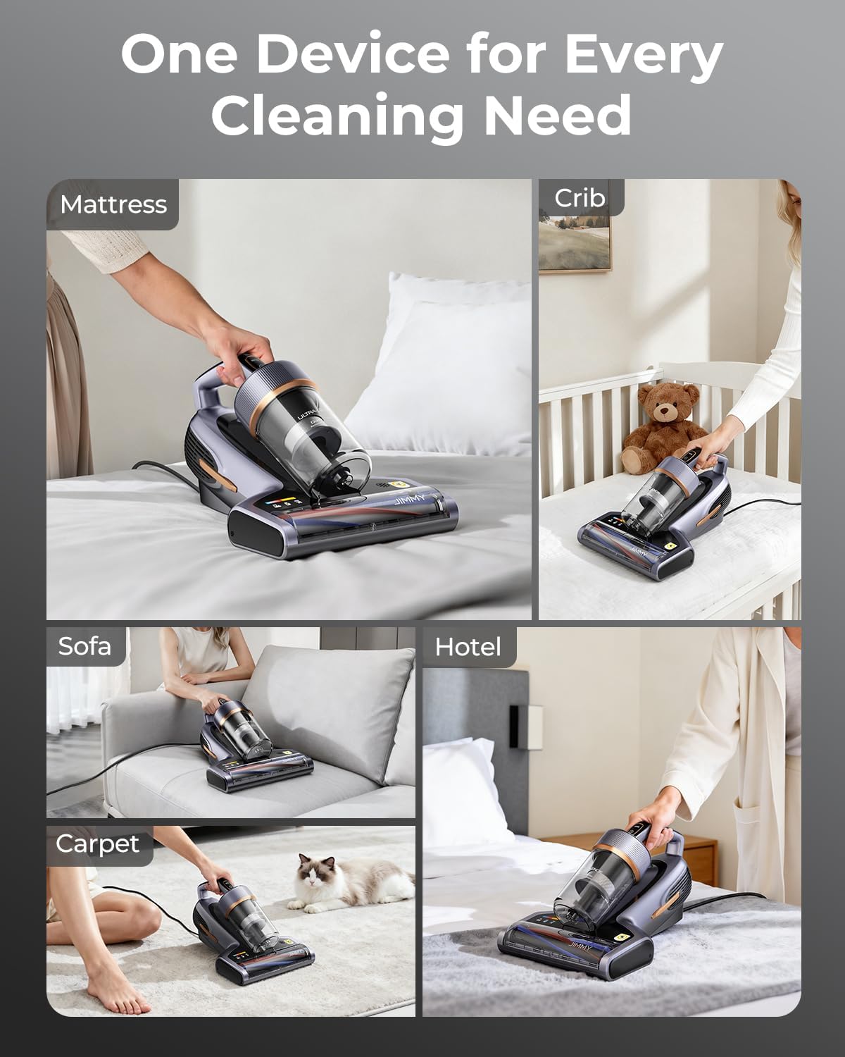 Jimmy BX7 Pro Max Graphene Mattress Vacuum Cleaner with Dust Sensor, Bed Vacuum with UV Light, 550W Powerful 16Kpa Suction Handheld Vacuums Couch Cleaner (Corded)