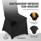 VEVOR 30 Pcs Flat-Front Chair Covers Polyester Spandex Chair Cover Stretch Slipcovers, Wedding, Holiday, Banquet, Party, Celebration, Dining, Black
