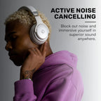 Raycon Everyday Bluetooth Headphones - Over The Ear, Active Noise Cancelling Wireless Headphones + Awareness Mode, Bluetooth Headset with Mic, 40 Hours of Battery Life (Frost White)