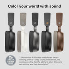 Sennheiser Momentum 4 Wireless Over-Ear Headphones - Bluetooth Headset for Clear Calls with Adaptive Noise Cancellation  Up to 60HR Playtime  Folding Design  Brown