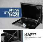 Underbody Truck Box, 24'' D x 17.7"W x 18.1"H Pickup Storage Box, Heavy Duty Aluminum Diamond Plate Tool Box with Lock and Keys, Waterproof Trailer Storage Box with T-Handle Latch - Black