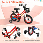 BABY JOY Kids Bike, 12 14 16 18 Inch Boys Girls Bike for 3-8 Years w/Training Wheels, 20 Inch Children Bicycle for 8+ Teens w/Kickstand, Handbrake, Coaster Brake & Removable Basket, Sporty Bicycle