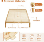 IOTXY Full Platform Bed Frame - 12 Inch Solid Wood Mattress Foundation Base with Heavy-Duty Support Slats & Legs, Rubberwood Full-Size Bedframe