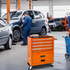 4 Drawers Rolling Tool Cart on Wheels, Trolley Organizer Tool Case Tool Chest, Multifunctional Tool Storage Tool Box for Workshop, Garage, Warehouse, Repair Shop(24.2"W×12.9"D×29.9"H-Orange)