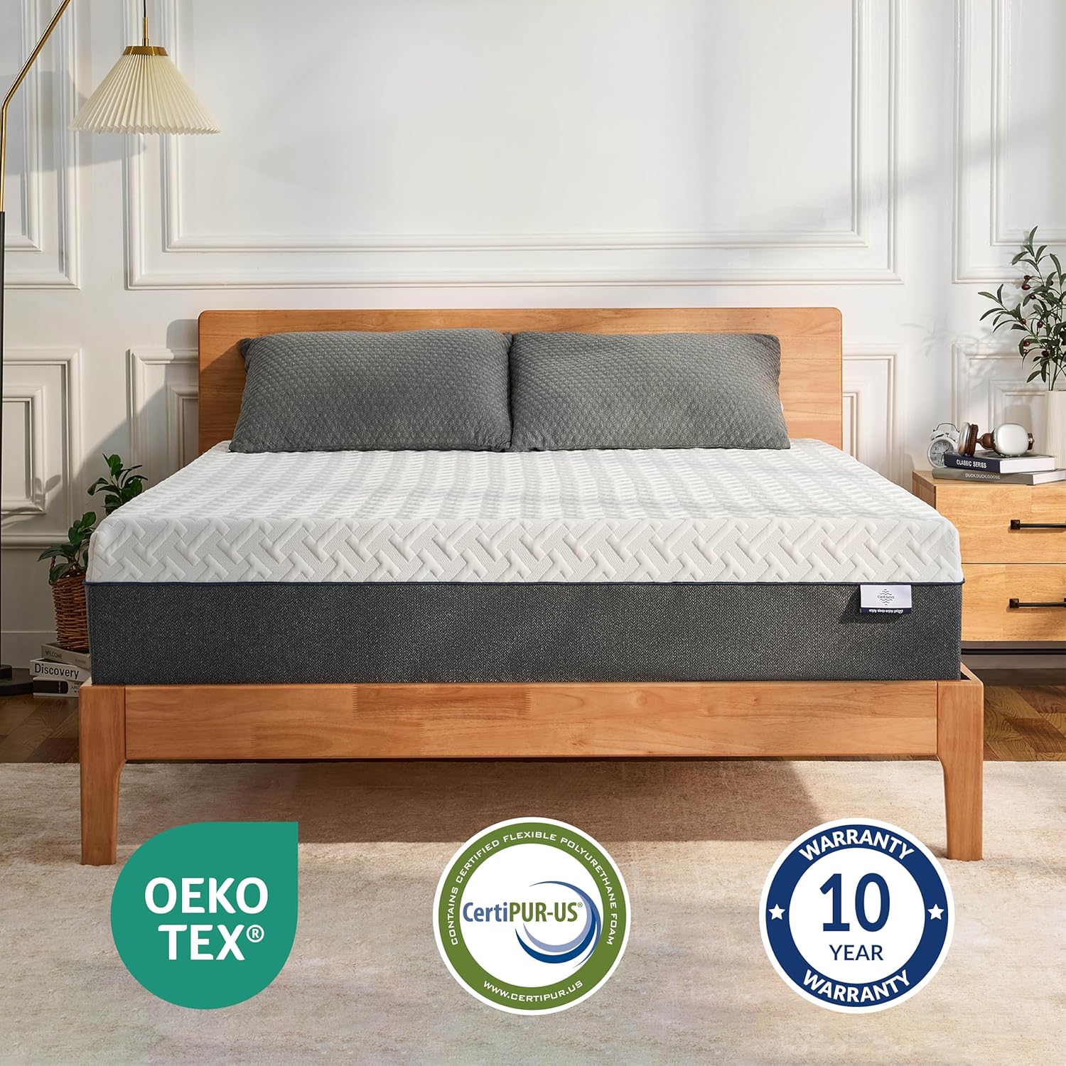 12 Inch King Green Tea Memory Foam Mattress for Cool Sleep & Pressure Relief, Bed in a Box, Removable Cover No Fiberglass, CertiPUR-US Certified
