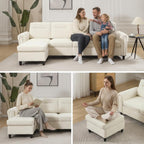 Westice 106" Modular Sectional Sofa with Movable Ottoman, Deep-Seat L-Shaped Couch, 4-Seater Modern Sofa for Living Room, Bedroom, or Apartment (Beige)