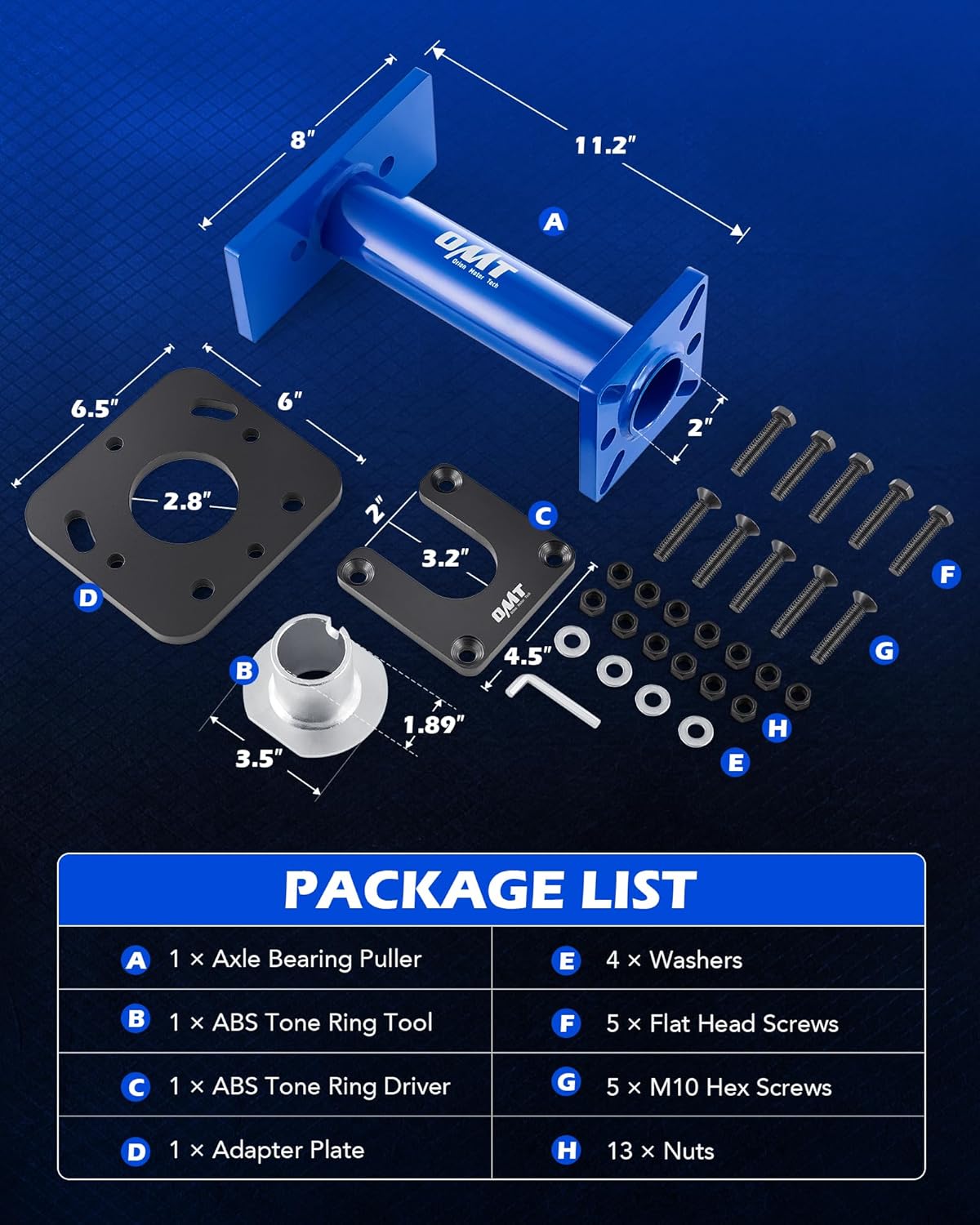 Orion Motor Tech Rear Axle Bearing Puller and Installer, Wheel Bearing Removal Tool Compatible with 1995-1998 T100 1995-2004 Tacoma 1995-2020 4Runner 2000-2006 Tundra and 2004-2012 Hilux Pick-up