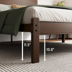 14in High Solid Bamboo Wood Platform Queen Size Bed Frame with Headboard, Reinforced Heavy Duty Metal Slats, Noise Free, No Box Spring Needed, Easy Assembly, Walnut