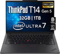 Lenovo ThinkPad T14 Gen 5 AI Business Laptop  14" FHD+ Display  Intel Ultra 7 155U  32GB DDR5 RAM  1TB SSD PCIe  Fingerprint  Backlit Keyboard  WiFi 6E + BT  RJ-45  HD Webcam  Win 11 Pro - Black