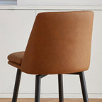 Brown Counter Height Bar Stools Set of 3, 26 Inch Seat Height with Back and Metal Legs, 360° Swivel Upholstered Faux Leather Swivel Bar Stools