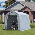 Outsunny 6' x 8' Carport Portable Garage, Heavy Duty Storage Tent, Patio Storage Shelter w/Anti-UV PE Cover and Double Zipper Doors, for Motorcycle Bike Garden Tools, Light Gray