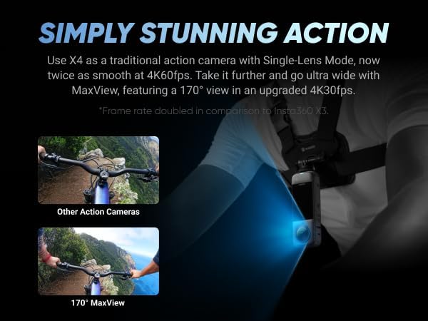 Insta360 X4 Basic Bundle-8K Waterproof 360 Action Camera with 1/2" 48MP Sensors  8K 360 HDR Video  72MP 360 Photo  4K Single-Lens |Bundle Includes Selfie Stick  Lens Cap (256GB)