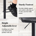 Bar Stools Set of 4, Adjustable Counter Height Bar Stools 24"-33", Modern Swivel Barstools with Backs, Black Kitchen Bar Chairs for Kitchen Island (Black, 4PCS)