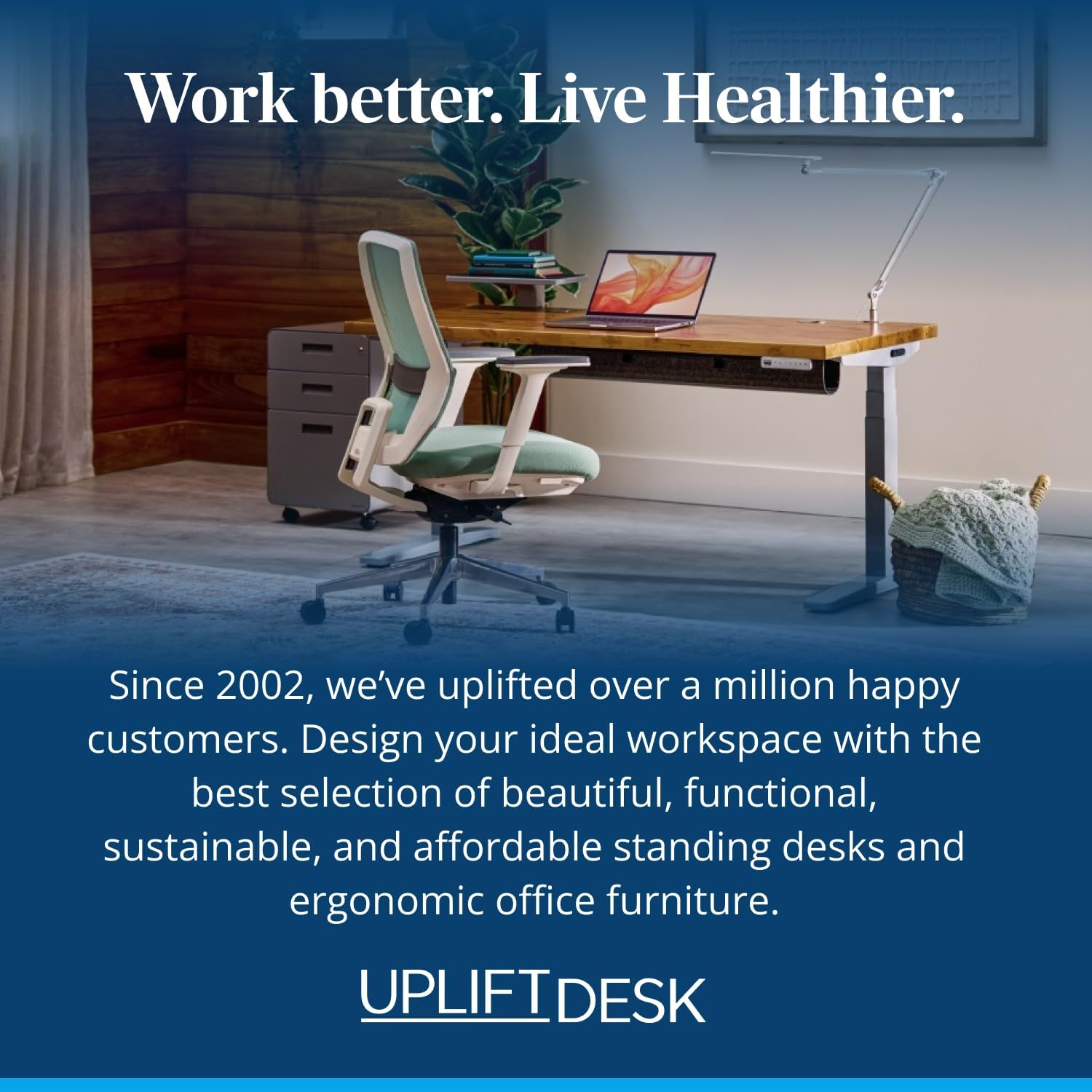 UPLIFTDESK V3 2-Leg White Laminate Wood Standing Desk – Adjustable Height, Advanced 1-Touch Memory Keypad, Under Desk Cable Management, Wire Grommets & Rocker Board (Black C-Frame, 48 x 30 inch)