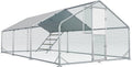 Large Chicken Coop Metal Chicken Run for Yard with Feeding Door Walk-in Chicken Pen for 20-30 Chickens Outdoor Poultry Cage with Anti-UV Cover Duck Rabbit House