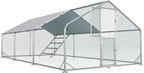 Large Chicken Coop Metal Chicken Run for Yard with Feeding Door Walk-in Chicken Pen for 20-30 Chickens Outdoor Poultry Cage with Anti-UV Cover Duck Rabbit House