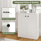 Giantex 2 Door Storage Base Cabinet - Freestanding Floor Cabinet with 3-Tier Shelf, 28” x 13.5” x 33.5”, Non-Slip Foot Pads, Kitchen Cupboard Storage Organizer for Living Room, Entryway, Office