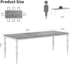 78" Modern Dining Table with Heavy-Duty Metal Legs, Farmhouse Kitchen Table for 6-8 Family, Gray Wood Top with Spindle Design for Dining Room, Home Office, Apartment