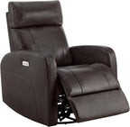 CHITA Genuine Leather Power Swivel Glider Recliner Chair for Adults, FSC Certified Electric Nursery Rocker Recliner Chair for Living Room, Dark Brown