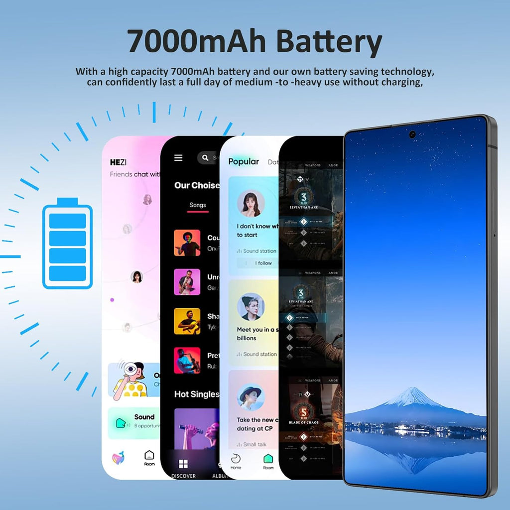 Echoamo I25 Ultra Unlocked Cell Phone, 5G Smartphone Android 14 Snapdragon 8 Gen 2 Octa-Core, 8GB+256GB UnlockPhone, 7000mAh Battery, 6.9" FHD+ 120Hz 108MP Camera, Dual SIM Phone/GPS/Face ID - Black