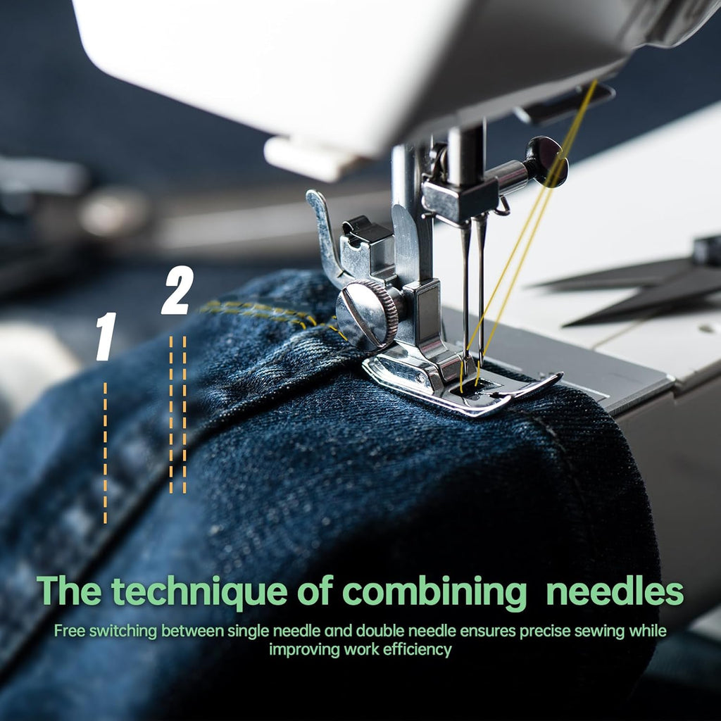 Sewing Machine for Beginners,16 Strings of Weaving Dreams,Double Needle Sewing Machine for Adults,Adjustable Sewing Speed,Suitable for Daily Sewing at Home (New).