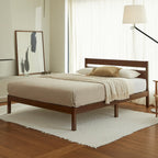 LIFEMENT Queen Classic Wood Platform Bed Frame, Headboard, Essential, Noise Free, Under Bed Storage, No Box Spring Needed, Easy Assembly