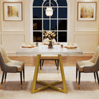 Tribesigns Square Dining Table for 2, 31.5" Modern Dinner Table with Metal Base, Kitchen Table for Dining Room, Small Space, Apartment, White & Gold