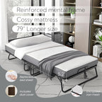 79" x 37" Twin Size Folding Bed for Adults with 5.2" Mattress, Sturdy Portable Foldable on Wheels with Storage Cover, Folding Guest Bed, Rollaway Bed with Metal Frame, Cot Size Extra
