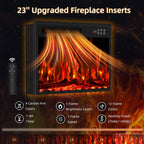 70" Fireplace TV Stand for TVs up to 80 Inches with 23'' Electric Fireplace Insert, Entertainment Center for Living Room, Gray